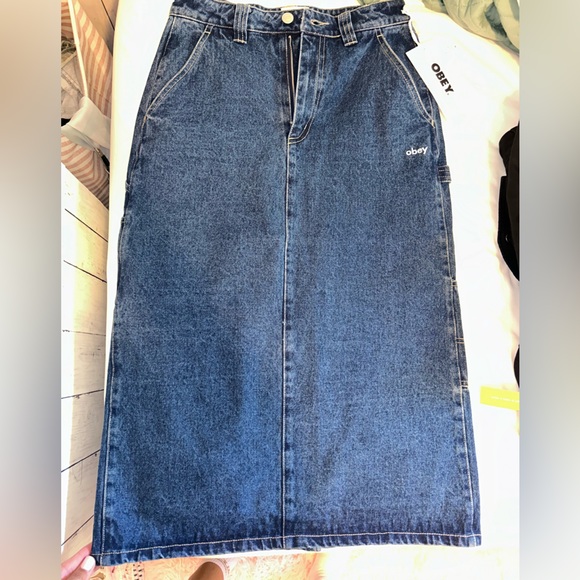 Obey Blue Denim Midi Skirt - Picture 4 of 8